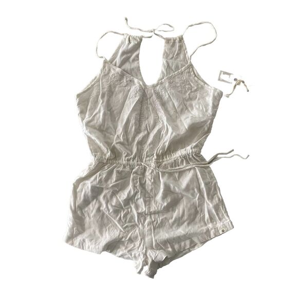 ELEMENT GOLDEN ROMPER NWT WOMENS $45 M white crochet neckline - Picture 1 of 8